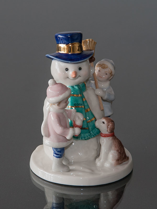 Clara & Peter mit Schneemann, Royal Copenhagen Figur Nr. 550