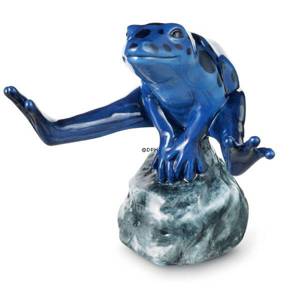 Blauer Frosch sitzend auf Stein, Royal Copenhagen Figur | Nr. 1249557 | DPH Trading