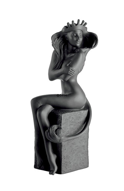 Alt Christel Sternzeichenfiguren, Löwe (23. Juli bis 22. August), Royal Copenhagen Figur Nr. 566, Schwarz (Ausgelaufenes Modell)