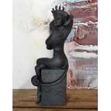 Alt Christel Sternzeichenfiguren, Löwe (23. Juli bis 22. August), Royal Copenhagen Figur Nr. 566, Schwarz (Ausgelaufenes Modell)