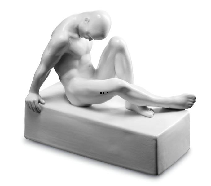 Perfectio Skulptur Mann, Royal Copenhagen Figur Nr. 658, weiß