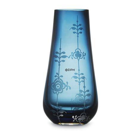 Glasvase mit Musselmalet Dekoration in Relief, blau, Royal Copenhagen Nr. 732