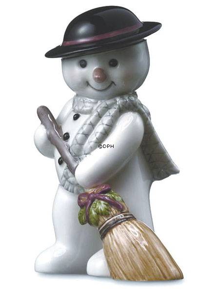 Winterserie 2009 Schneemann, Vater Max mit Besen, Royal Copenhagen