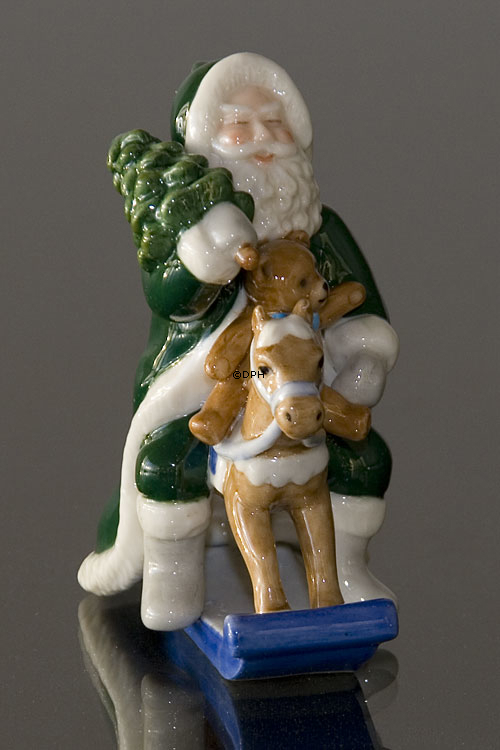 Der jährliche Weihnachtsmann 2005, Der Weihnachtsmann auf dem Schaukelpferd, grün, Royal Copenhagen