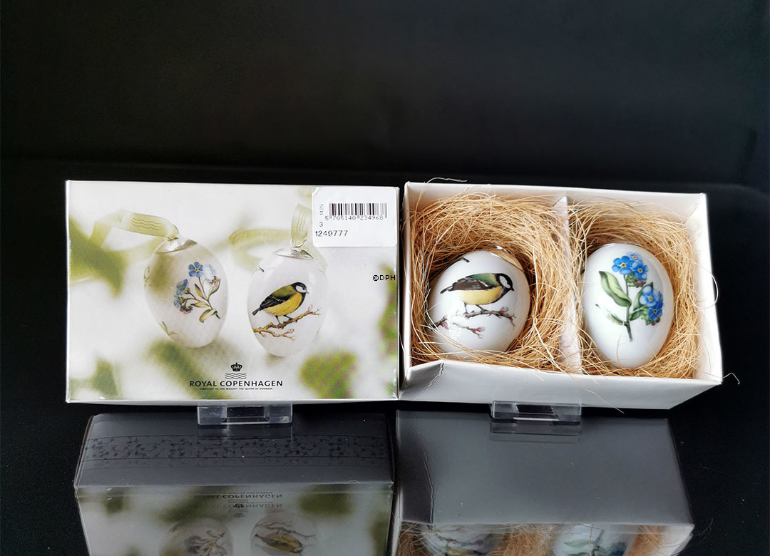 Osterei mit Vergissmeinnicht / Kohlmeise, 2er Set, Royal Copenhagen Osterei 2009