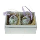 Ostereier mit lila und gelben Schmetterlingen, 2 Stück, Royal Copenhagen Osterei 2014