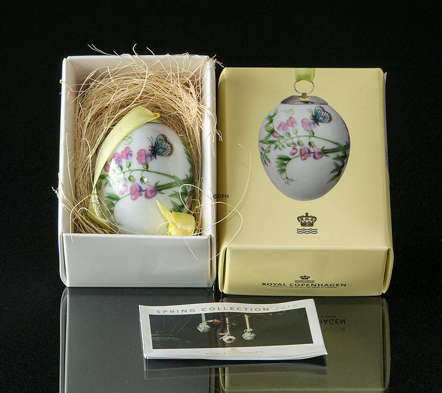 Osterei mit blauen Schmetterlingen, Royal Copenhagen Osterei 2018