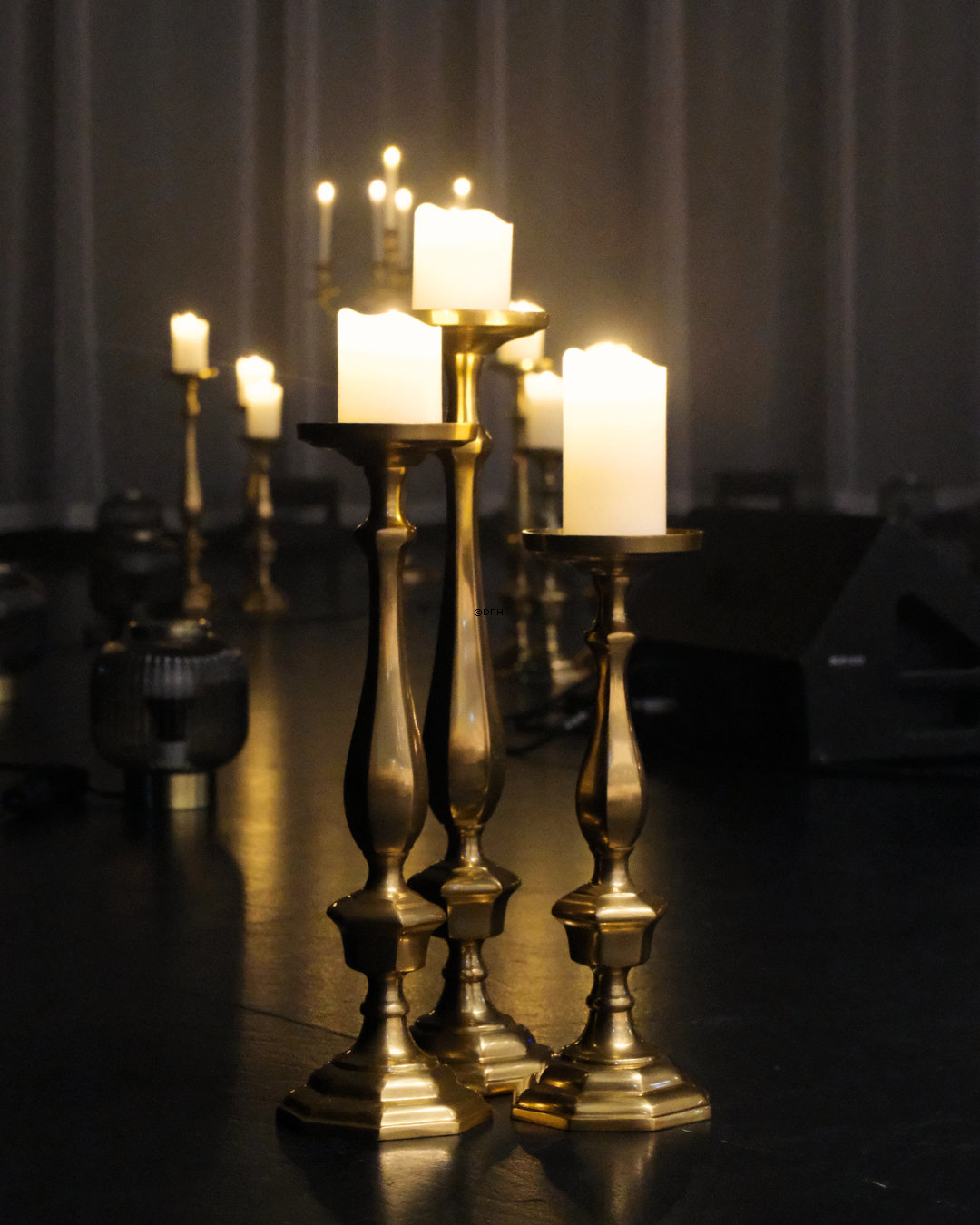 Kerzenhalter mattes Messingfinish 42 cm, Klein