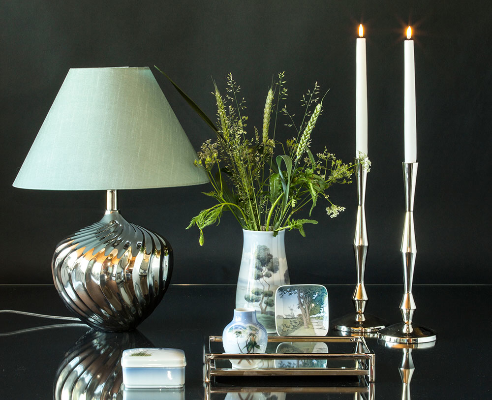 Kerzenhalter Nickel/Silber Finish 34 cm