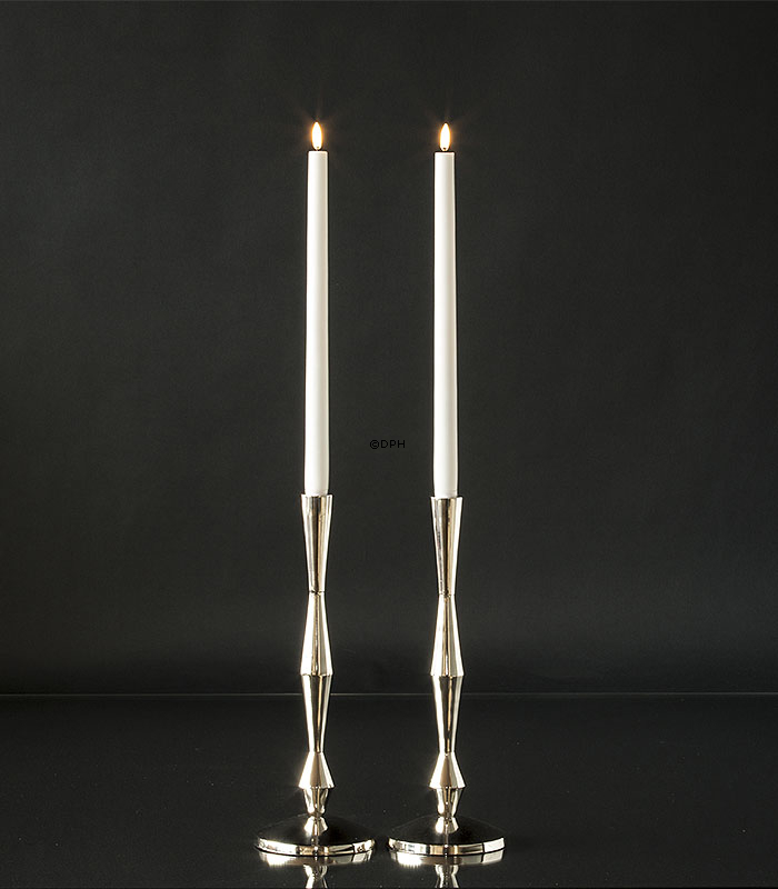 Kerzenhalter Nickel/Silber Finish 34 cm