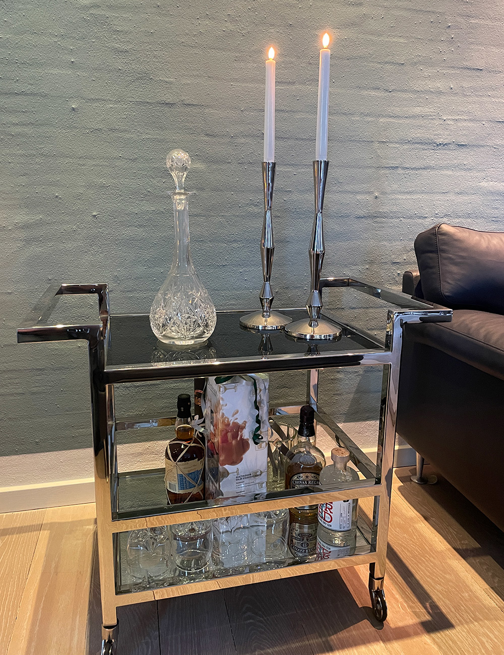 Kerzenhalter Nickel/Silber Finish 34 cm