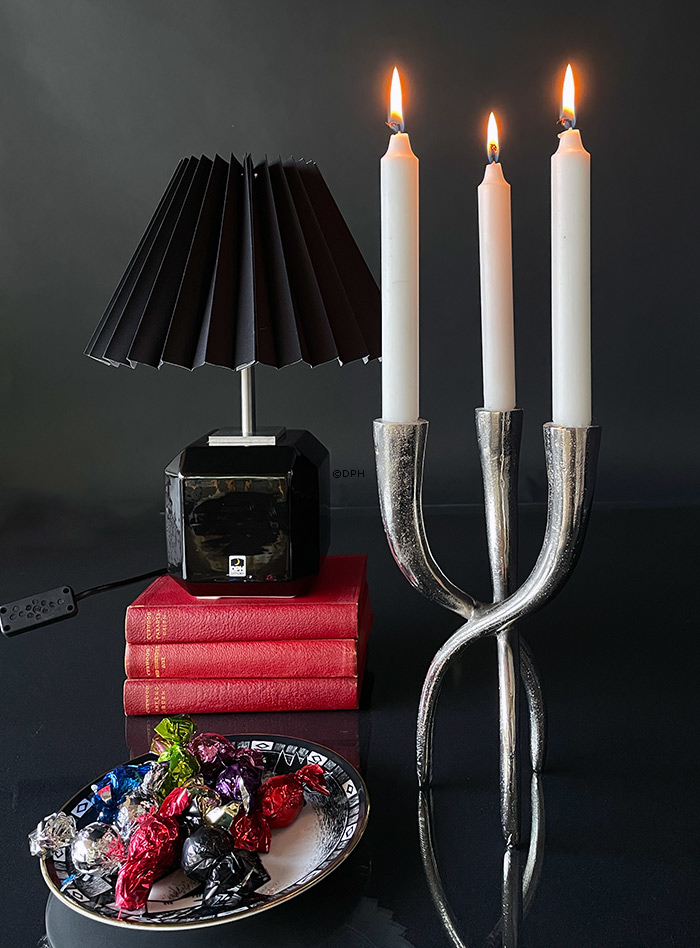 3-armiger Kerzenhalter in Nickel/rustikales Silber look