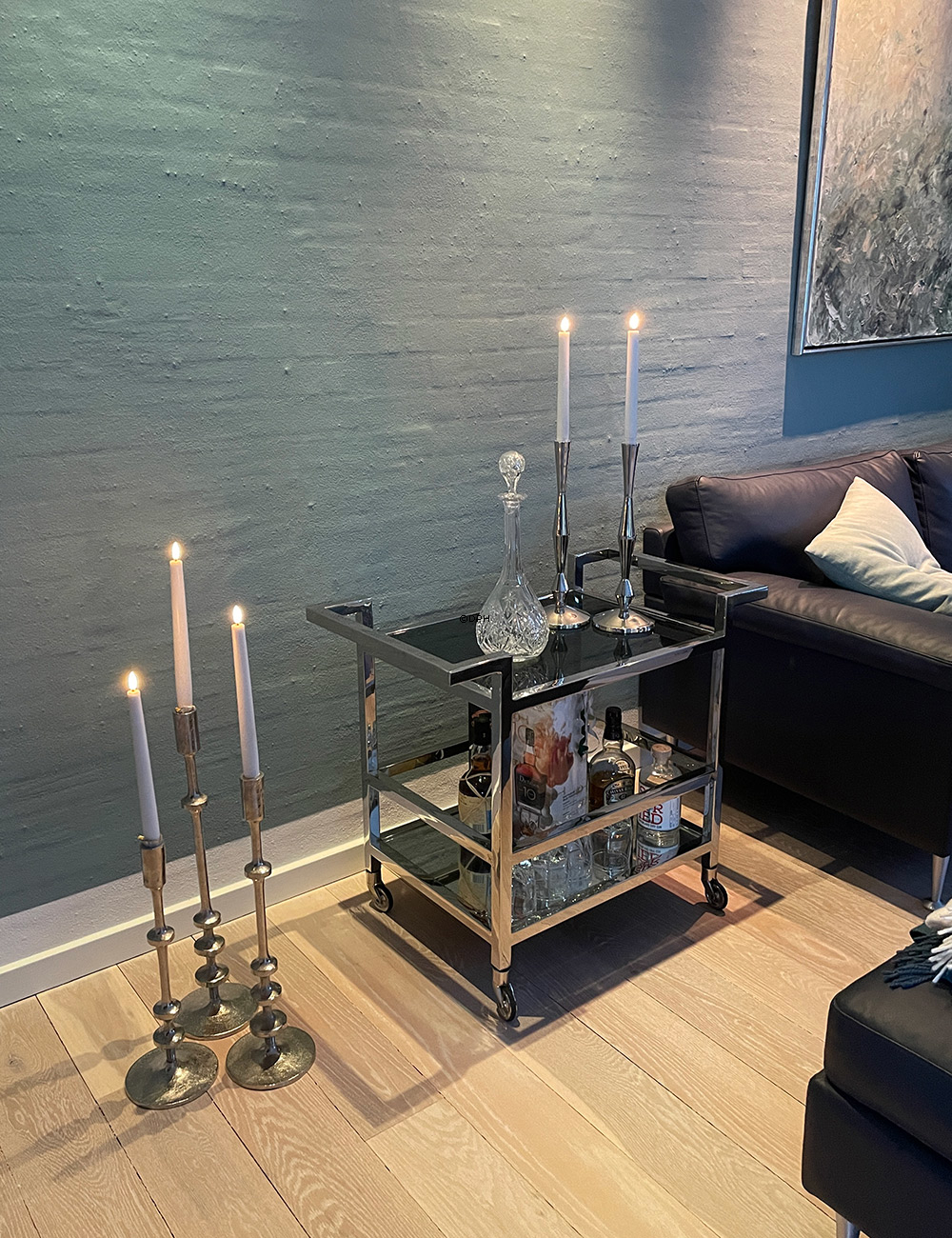 Kerzenhalter, Nickel/Rustikales Look, Silber 40 cm, Klein