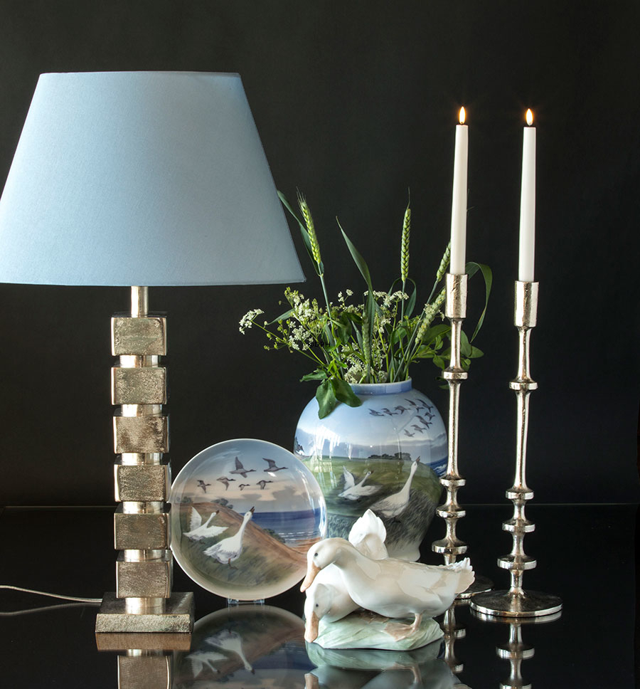 Kerzenhalter, Nickel/Rustikales Silber Look, 55 cm, Groß