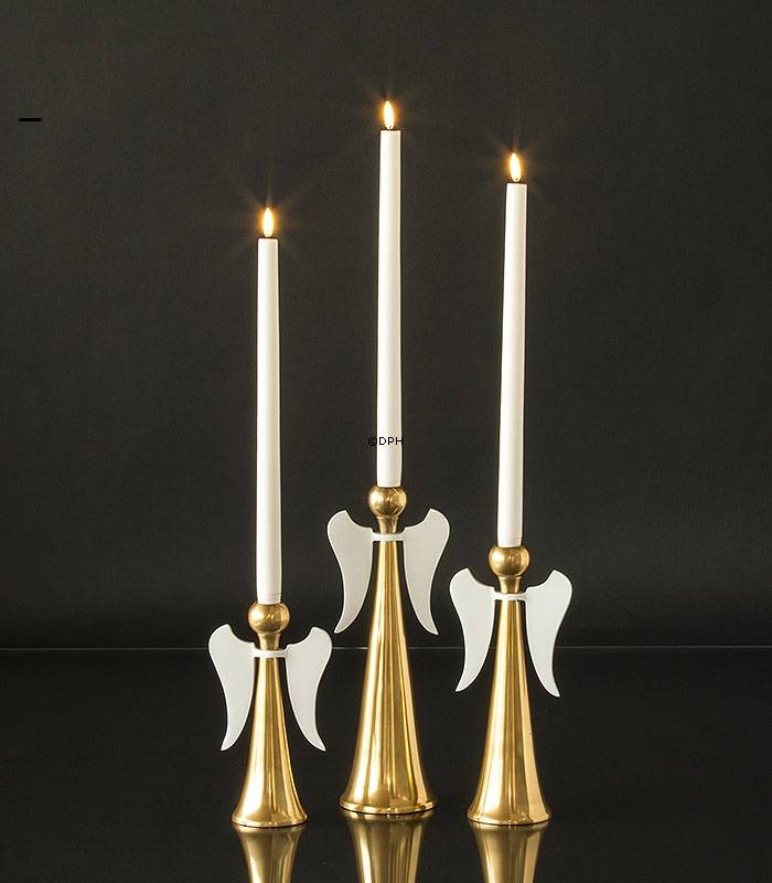 3 Kerzenhalter Messing Finish, Engel