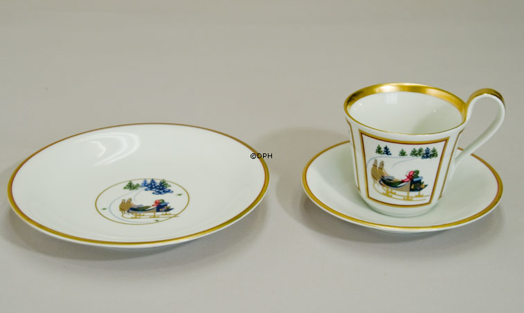 1998 Bing & Gröndahl Weihnachtsbecher mit Dessertteller, Set