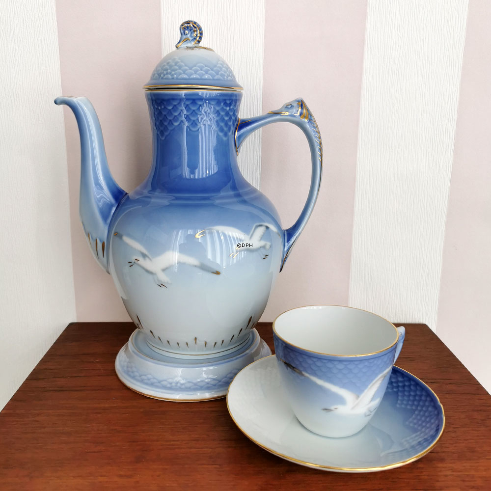 Möwe mit Gold, Flaschenhalter oder Untersetzer/Fuß für Kaffeekanne, Bing & Gröndahl