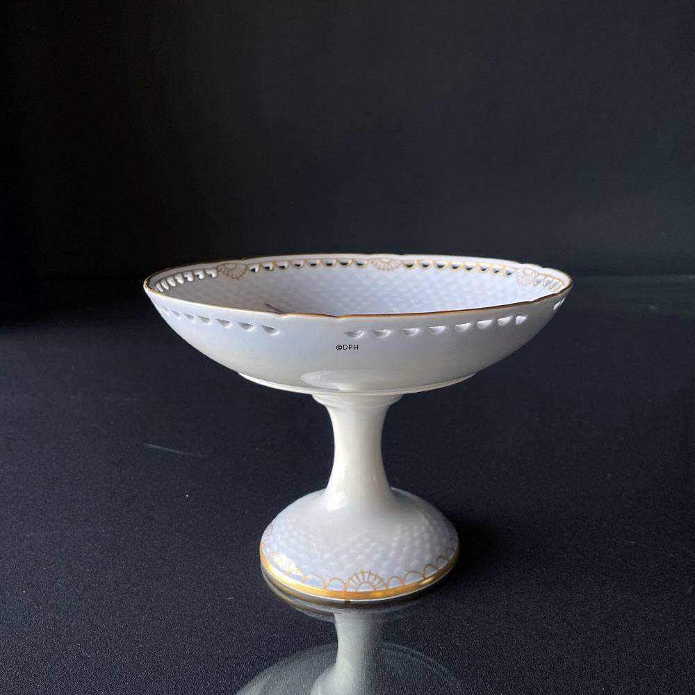 Möwen mit Gold und durchbrochenem Rand, Schale auf Fuß / Ständer, Sehr selten