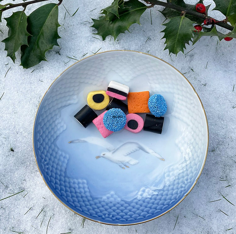 Möwegeschirr mit Gold, Kuchenplatte auf Fuß Nr. 428 oder 223 20cm