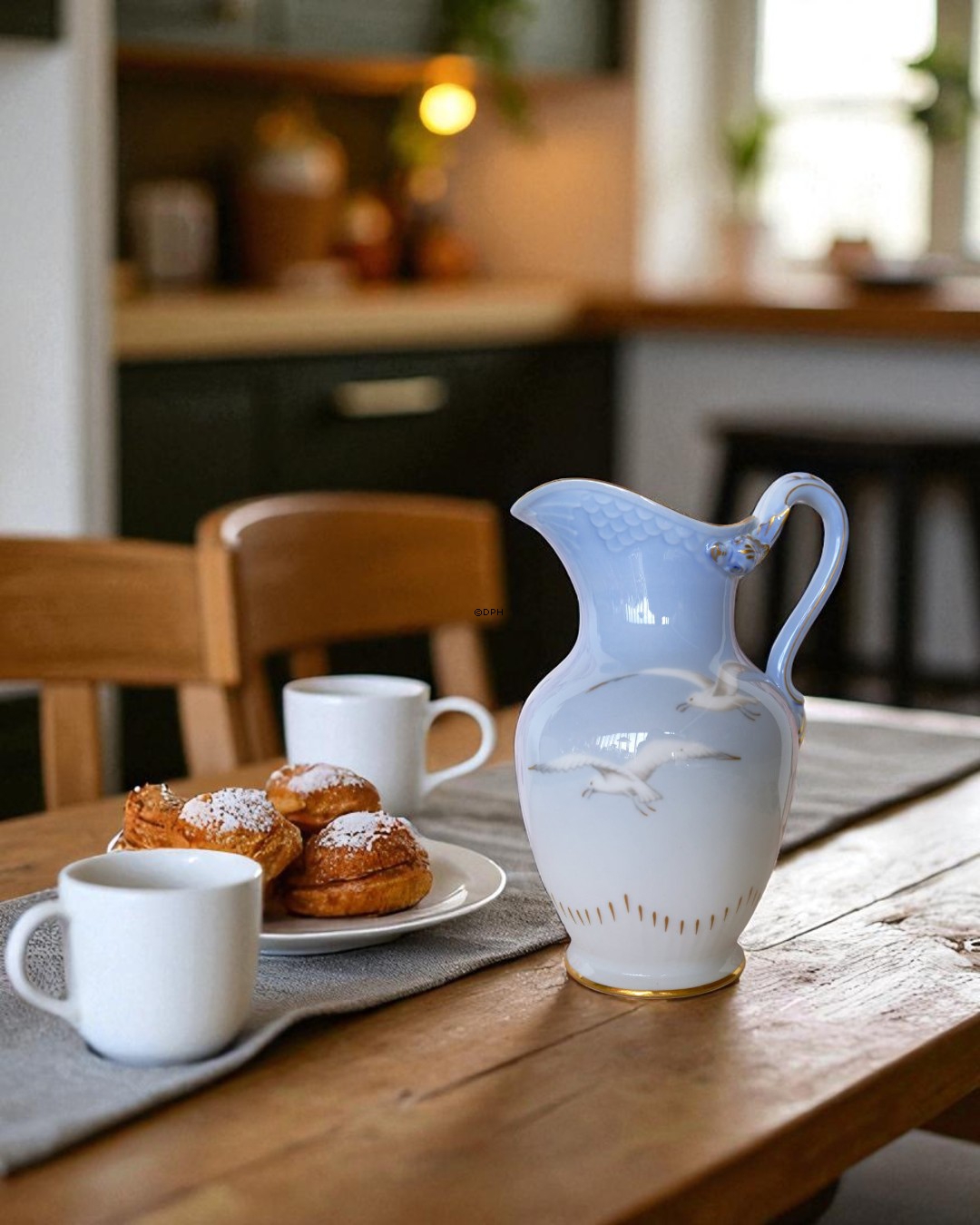 Möwegeschirr mit Gold, Schokoladenglas Nr. 444 oder 190 (MIT DECKE)