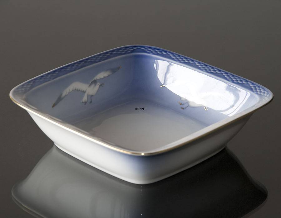 Möwegeschirr mit Gold, Viereckier Salatschüssel Nr. 576 oder 229, 20cm