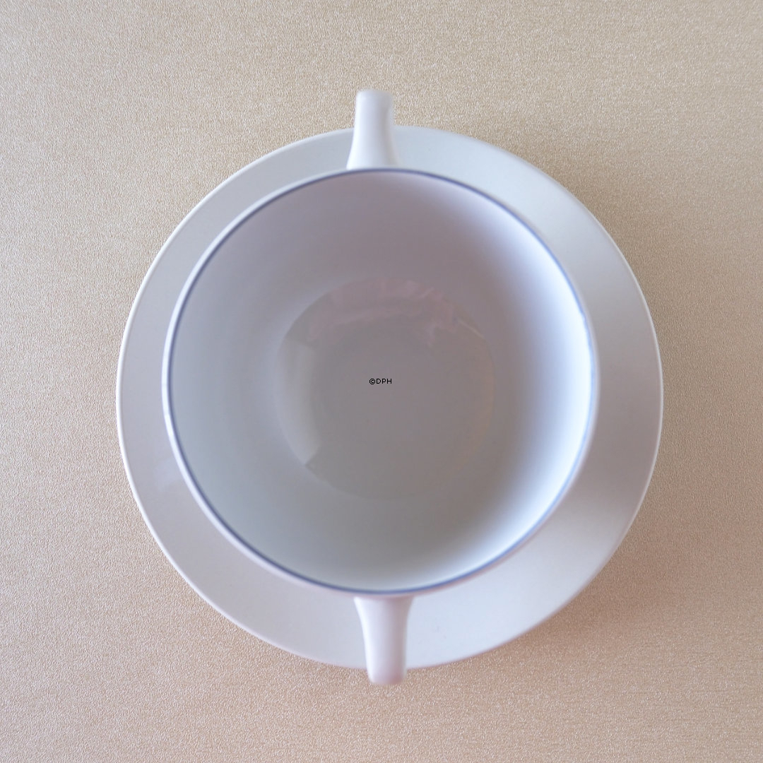 Blaue Kante, Frühstückstasse / Suppentasse mit Untertasse, Royal Copenhagen Nr. 3081