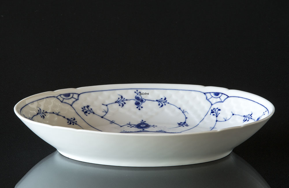 Blaugemalt ovale Schüssel 23 cm, klein, Musselmalet Bing & Gröndahl Nr. 39 oder 314