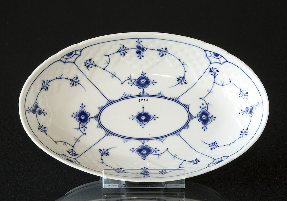 Blaugemalt ovale Schüssel 23 cm, klein, Musselmalet Bing & Gröndahl Nr. 39 oder 314