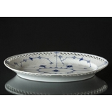 Blaugemalt ovale Servierplatte 34 cm Vollspitze, Musselmalet Bing & Gröndahl