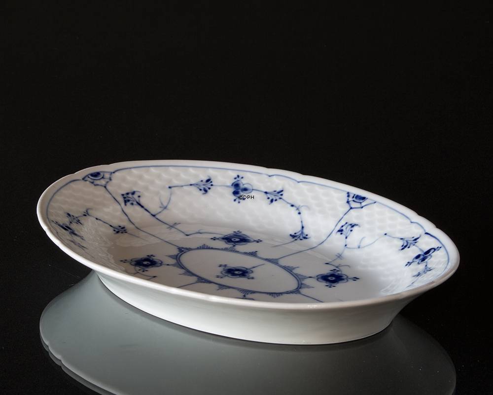 Blaugemalt ovale Schüssel 28 cm, Musselmalet Bing & Gröndahl Nr. 373