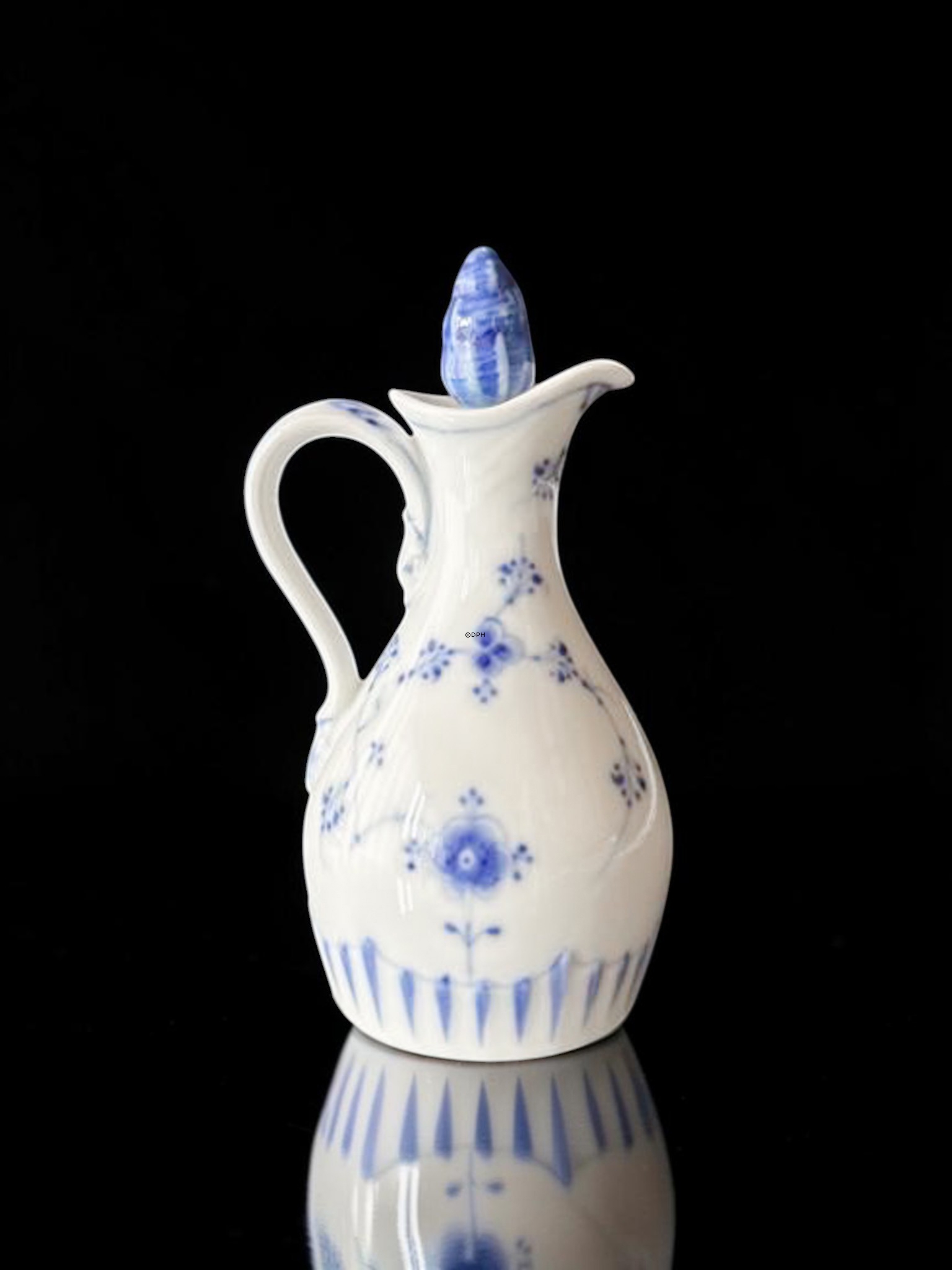 Blaugemalt Essigflakon mit Stopfen, Musselmalet Bing & Gröndahl Nr. 197 oder 385
