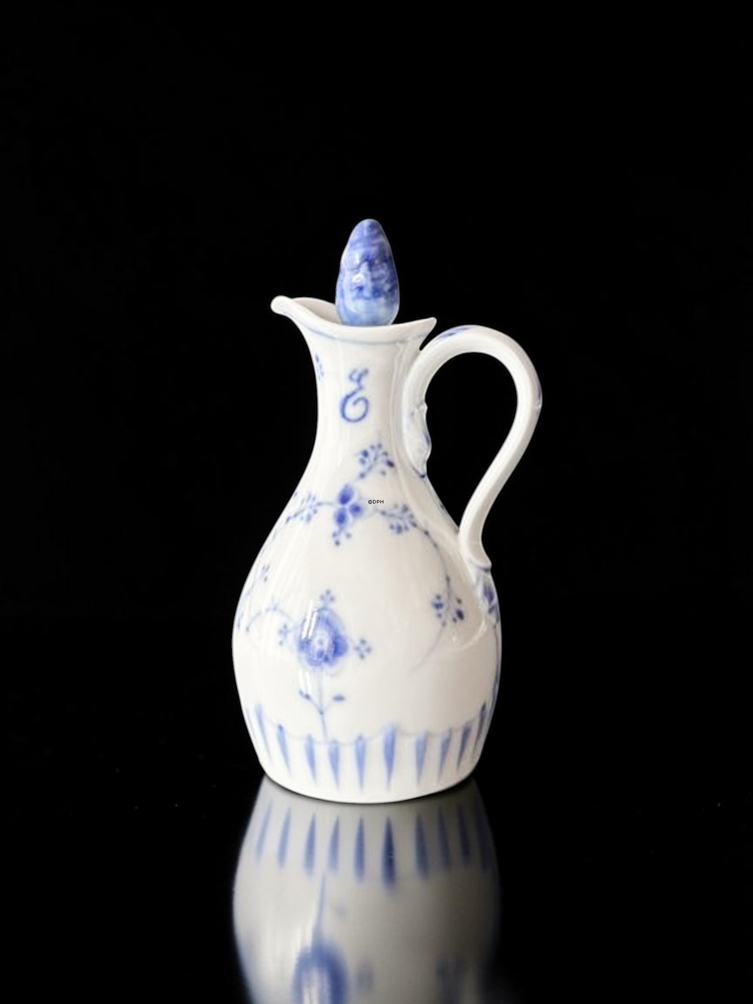 Blaugemalt Essigflakon mit Stopfen, Musselmalet Bing & Gröndahl Nr. 197 oder 385