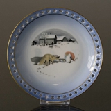 Wiberg Weihnachtsgeschirr, Kuchenteller, Wichtel und Fuchs, Bing & Gröndahl no. 3501616