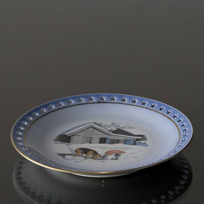 Wiberg Weihnachtsgeschirr, Kuchenteller, Wichtel und Hund, Bing &amp; Gr&#xF6;ndahl Nr. 3502616