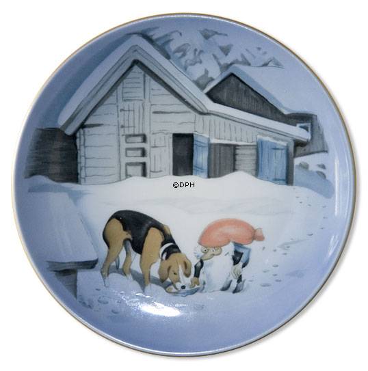 Wiberg Weihnachtsgeschirr, Plakette / Butterteller nr. 2, Wichtel und Hund, Bing &amp; Gr&#xF6;ndahl Nr. 1502709