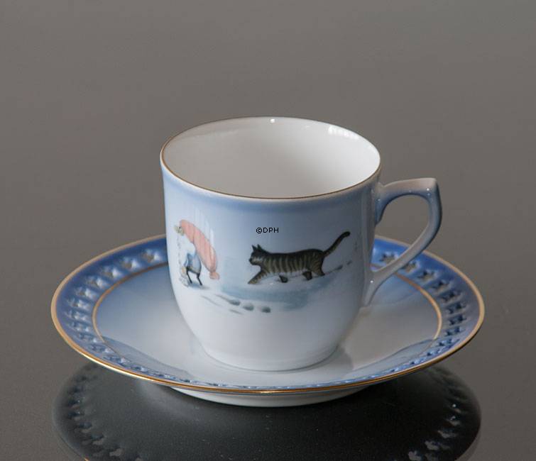 Wiberg Weihnachtsgeschirr, Tasse und Untertasse, Wichtel und Katze, Bing &amp; Gr&#xF6;ndahl Nr. 3503305