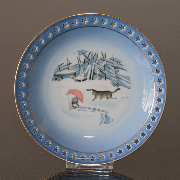 Wiberg Weihnachtsgeschirr, Kuchenteller, Wichtel und Katze im Schnee, Bing &amp; Gr&#xF6;ndahl Nr. 3503616