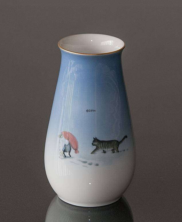 Wiberg Weihnachtsgeschirr, Vase mit Wichtel und Katze