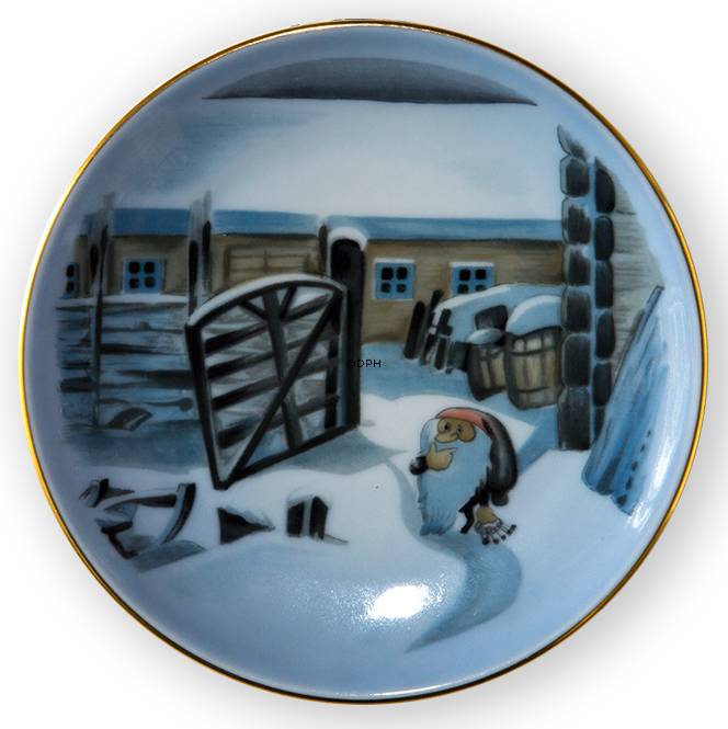 Wiberg Weihnachtsgeschirr, Plakette / Butterteller Nr. 4, Wichtel und Schlitten, Bing &amp; Gr&#xF6;ndahl Nr. 1504709