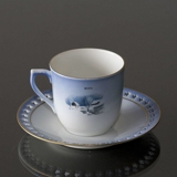 Wiberg Weihnachtsgeschirr, Tasse und Untertasse, Wichtel und Katze, Bing & Gröndahl Nr. 3506305