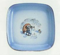 Wiberg Weihnachtsgeschirr, quadratischer Kuchenteller mit Wichtel und Maus Nr. 3507304