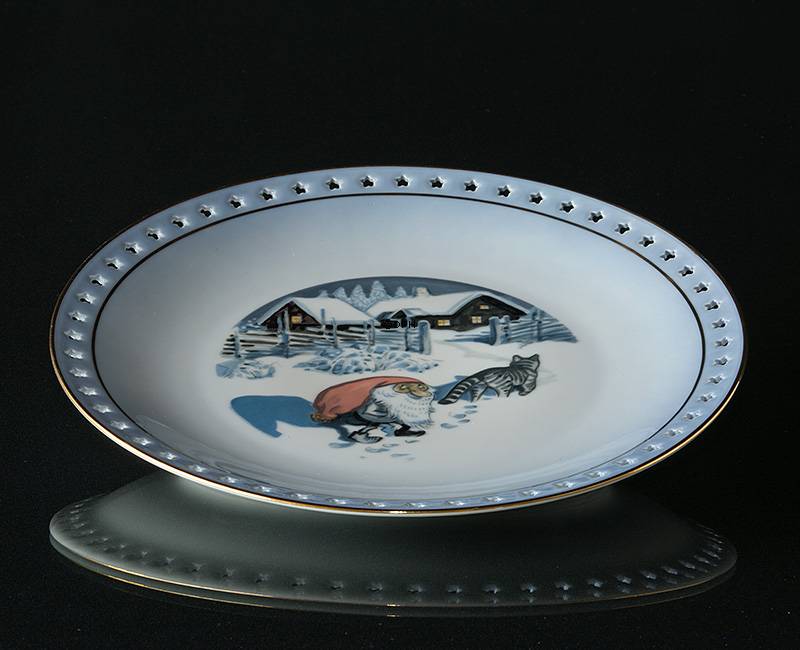 Wiberg Weihnachtsgeschirr, Teller 24 cm mit Wichtel und Katze Nr. 3508325