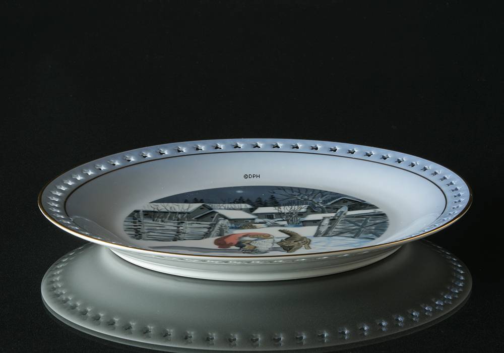 Wiberg Weihnachtsgeschirr, runder Kuchenteller mit Wichtel und Katze Nr. 3510624