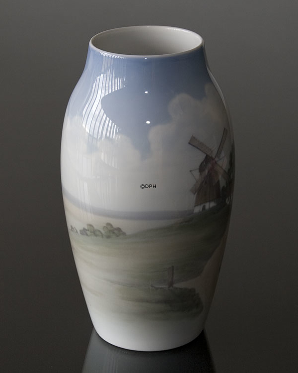 Vase mit Mühlenlandschaft, Royal Copenhagen Nr. 8695-243 oder 740