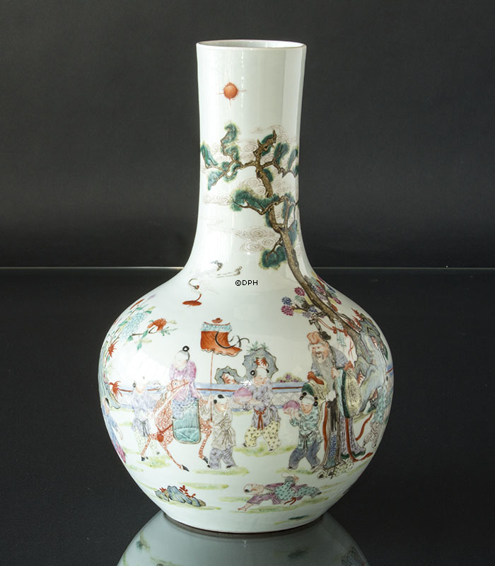 Runde chinesische halbantike Vase 39cm (Fehler am Hals, Bitte beachten Sie Dilder)