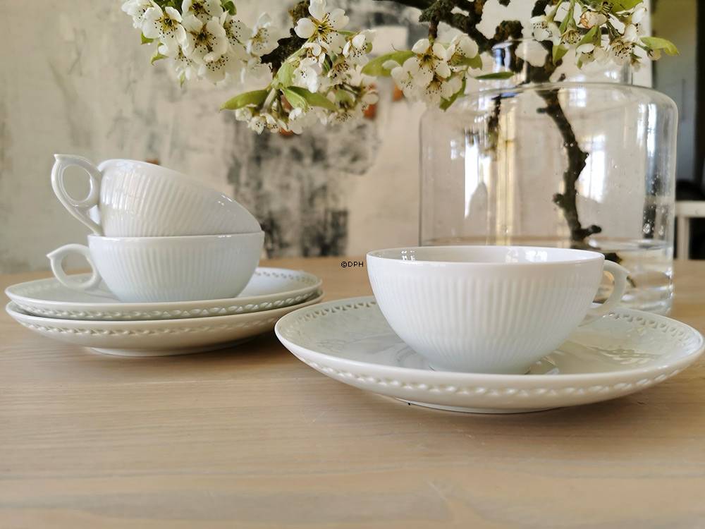 Weiß Gerippt, Teetasse OHNE Untertasse, Inhalt 18 cl, Royal Copenhagen