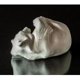 Eisbär weiss Bisquit, Royal Copenhagen liegend Eisbär Figur Nr. 072