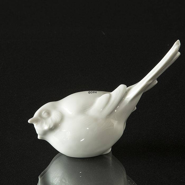 Optimist, weiße Meise mit Schwanz iben Figur, Royal Copenhagen Vogelfigur Nr. 410