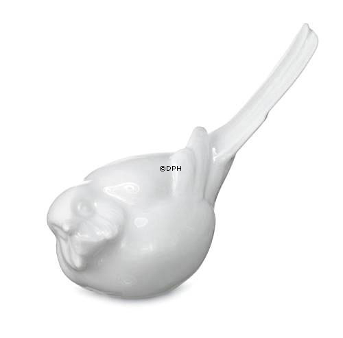 Optimist, weiße Meise mit Schwanz iben Figur, Royal Copenhagen Vogelfigur Nr. 410
