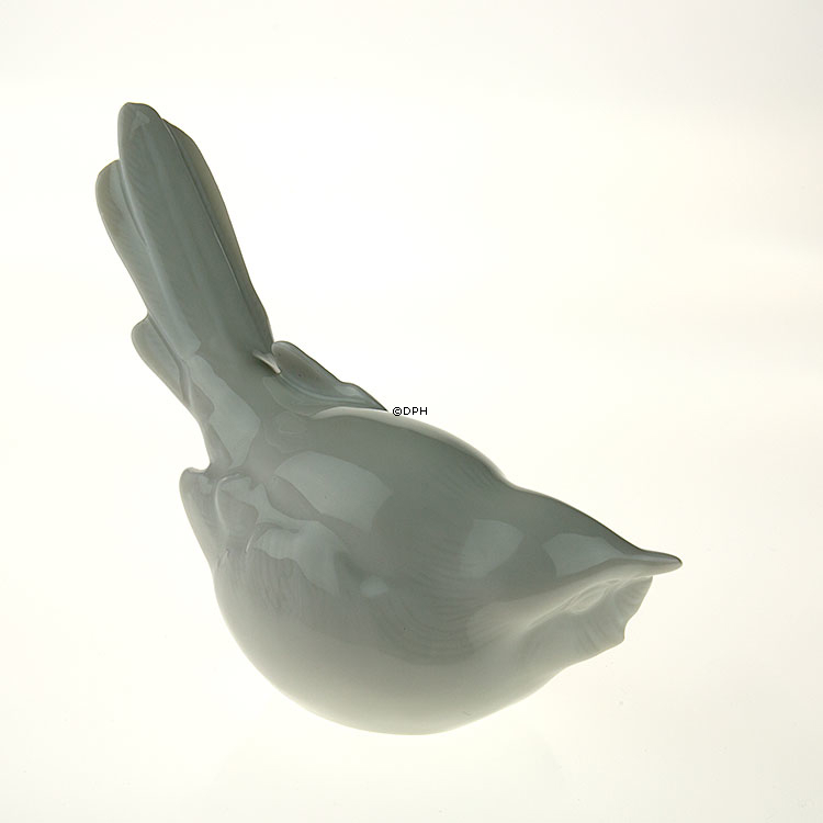 Optimist, weiße Meise mit Schwanz iben Figur, Royal Copenhagen Vogelfigur Nr. 410